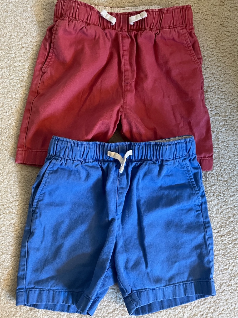 Crewcuts Boys Size 7 Shorts Lot Blue + Red Elastic Waist Drawstring